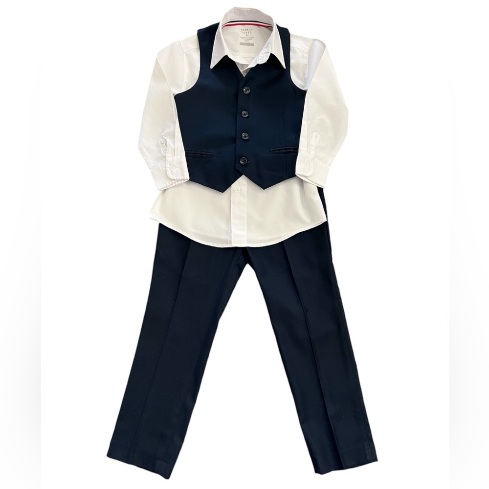 Gioberti Boy's Navy 2 Piece Formal Set and White French Toast Long Sleeve Shirt